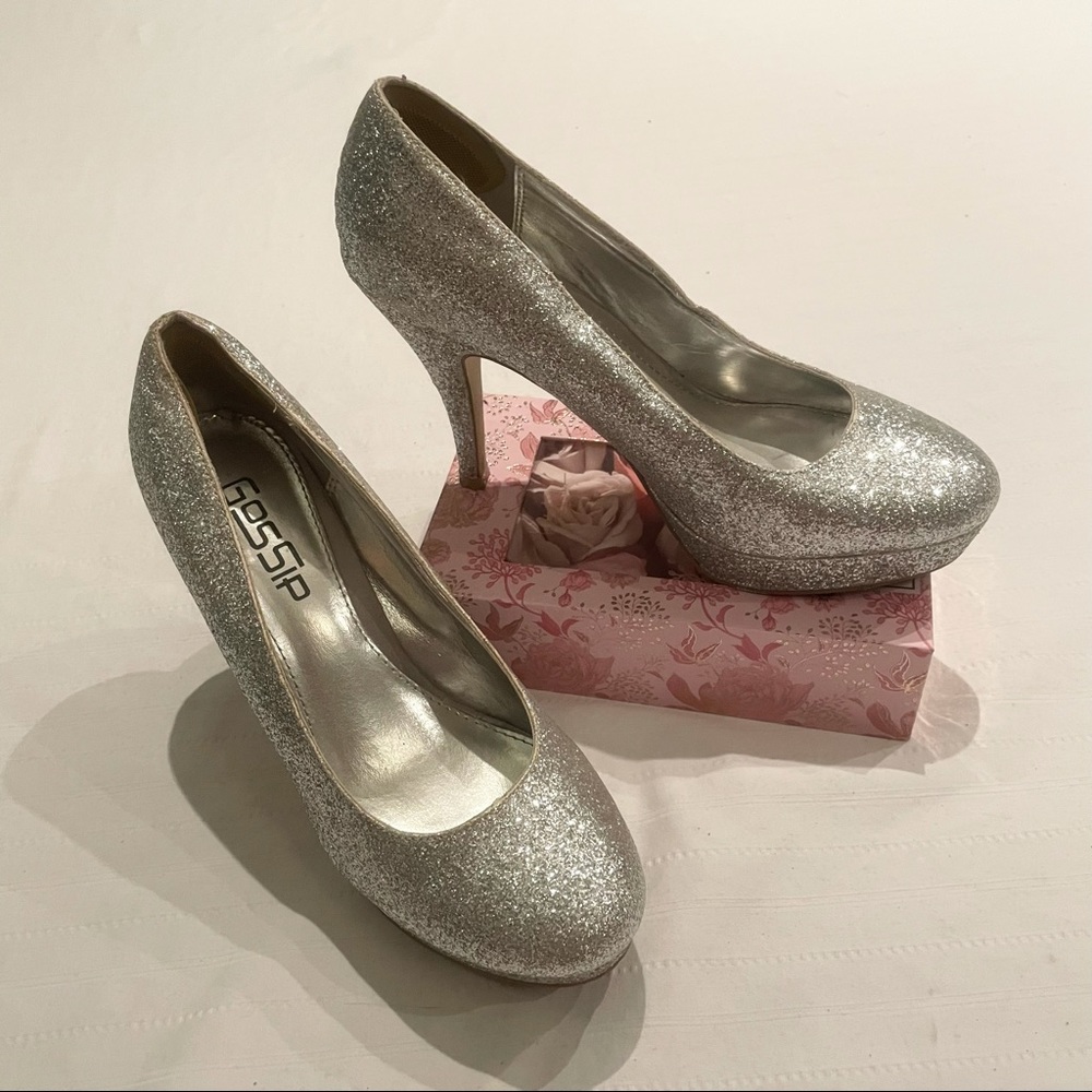 Gossip silver glittery heels